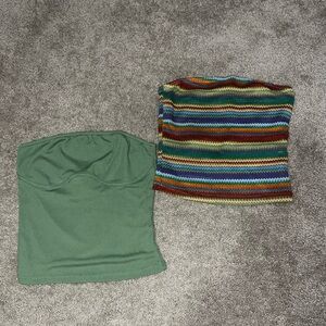 Green and Striped Tube Tops
